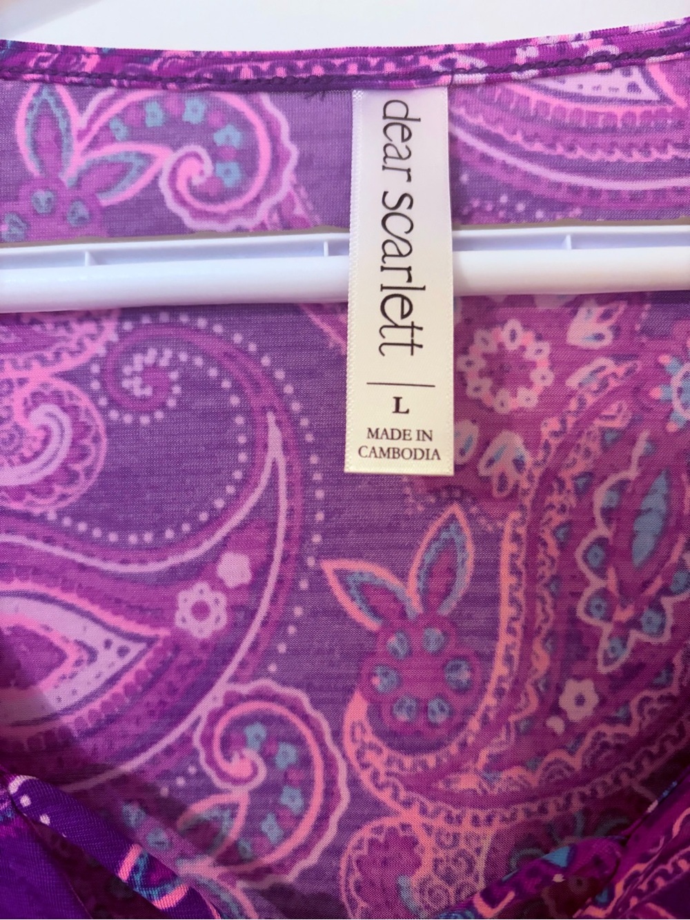 DearScarlett Purple Paisley Bell Sleeve Tie-Front Top - Picture 2 of 2